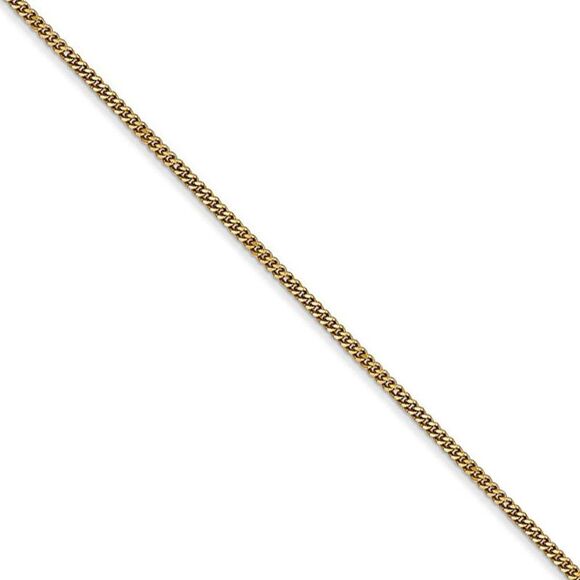 1.3mm, 14k Yellow Gold, Solid Curb Chain Necklace, 16 Inch